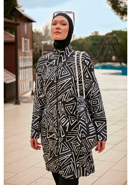 Desenli Tam Kapalı Tesettür Mayo R2403 fırsatları
