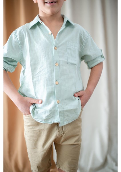 Erkek Çocuk %100 Keten Terletmeyen Uzun Kollu Gömlek_RG1492 fiyatları