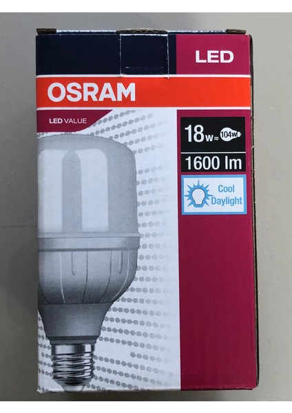 3 Adet Osram LED Value Jumbo 18W=104W 1600 Lümen 6500KELVİN Beyaz