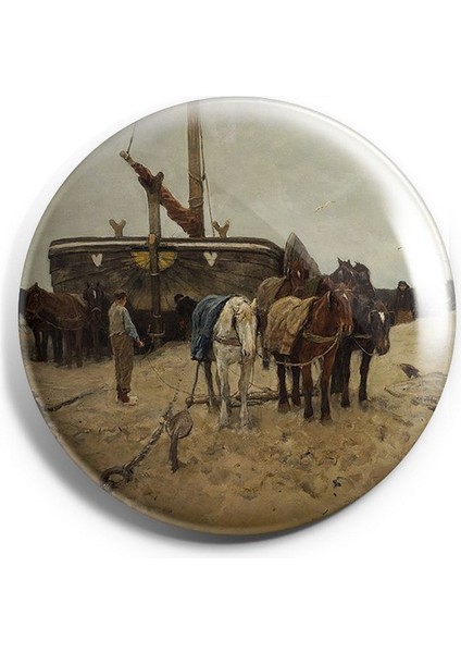 Major Selection Sahildeki Balıkçı Teknesi Iğneli Çanta Rozeti