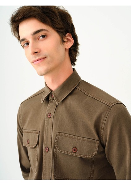 Erkek Gömlek Koyu Haki LF2037426 fırsatları