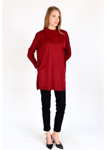 5315 Balıkçı Yaka Tunik Bordo