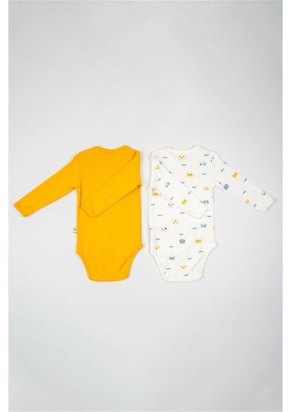 Unisex Bebek Sarı Beyaz Hayvan Desenli Ikili Çıtçıtlı Zıbın Takım fiyatları