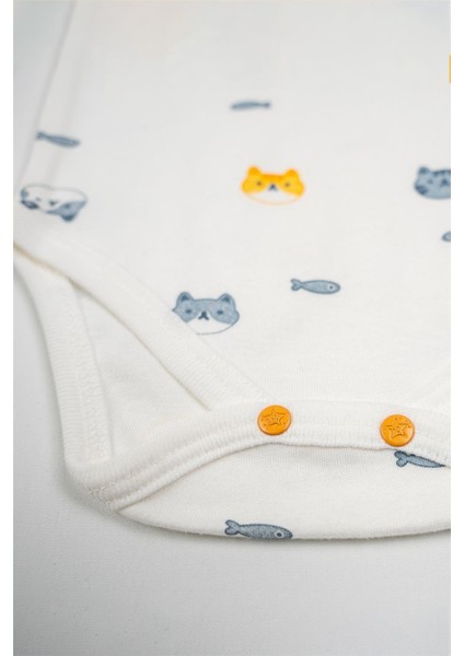 Unisex Bebek Sarı Beyaz Hayvan Desenli Ikili Çıtçıtlı Zıbın Takım modelleri