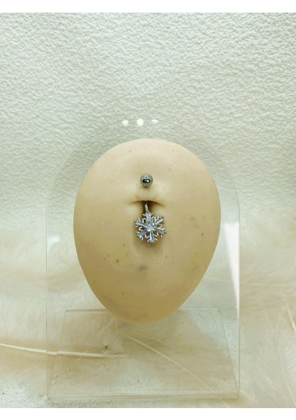 Cerrahi Çelik Gümüş Rengi Göbek Piercing Küpe