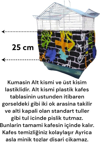 Ozzi Petshop Muhabbet Kuşu Kumaş Kafes Tülü Tozları Kafes Içine Hapseder