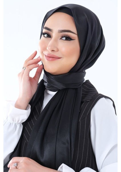 SİYAH Harem Scarf Kristal Saten Şal modelleri