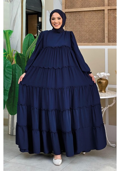 Katlı Salaş Elbise 6023 Lacivert