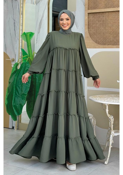 Katlı Salaş Elbise 6023 Haki