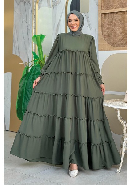 Katlı Salaş Elbise 6023 Haki modelleri
