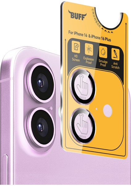 Buff iPhone 16 / iPhone 16 Plus Metal Kamera Lens Koruyucu Rose Pink