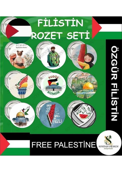 Major Selection Hamas Filistin Kudüs Gazze Free Palestine Ismail Haniye Rozet Seti (10 Adet Rozet)