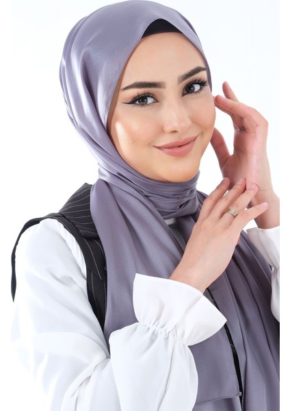 Füme Harem Scarf Kristal Saten Şal
