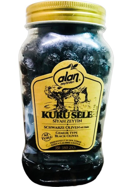 Alan Gemlik Tuzsuz Kuru Sele Zeytin 351-380 2xs 900 gr