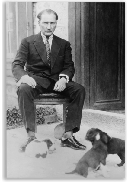 Mustafa Kemal Atatürk ve Yavru Köpekleri Portre Tablosu - ATC101