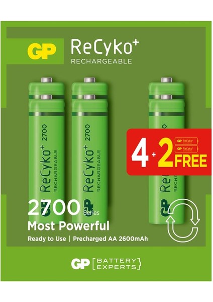 Aa 2600 Mah Şarjlı Kalem Pil 4+2'li Paket Kalem