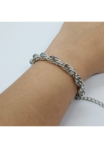 Çelik Silver Burgu Zincir Bileklik modelleri