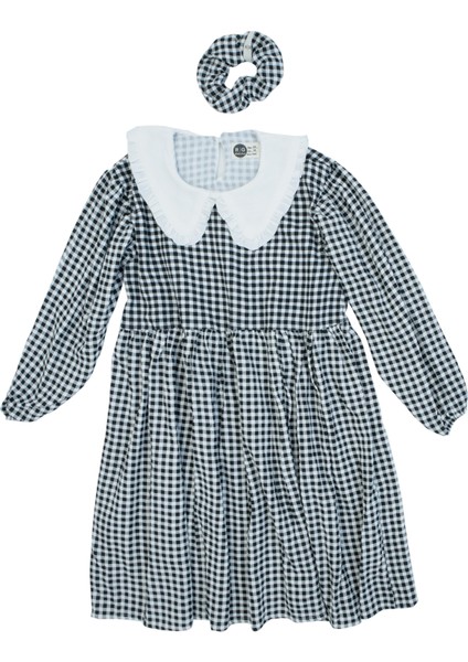 Genç Müslin Uzun Kollu Pileli Bebek Yaka Elbise ve Toka