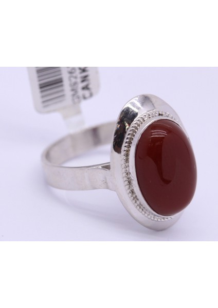 Akik Taşlı Bayan Gümüş Yüzük