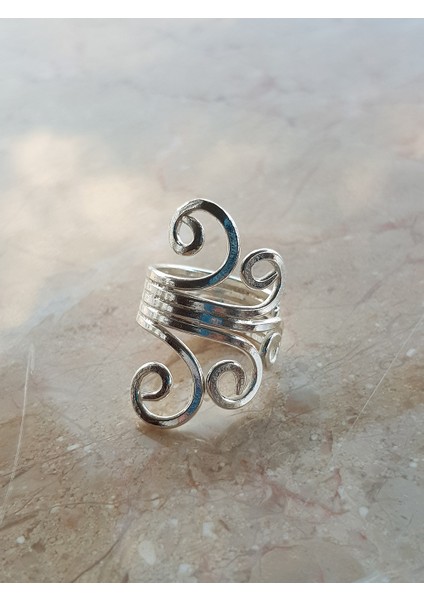Taşsız Kıvrımlı Gümüş Yüzük