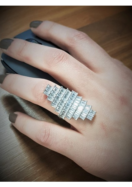 Baget Taşlı Italyan Gümüş Yüzük