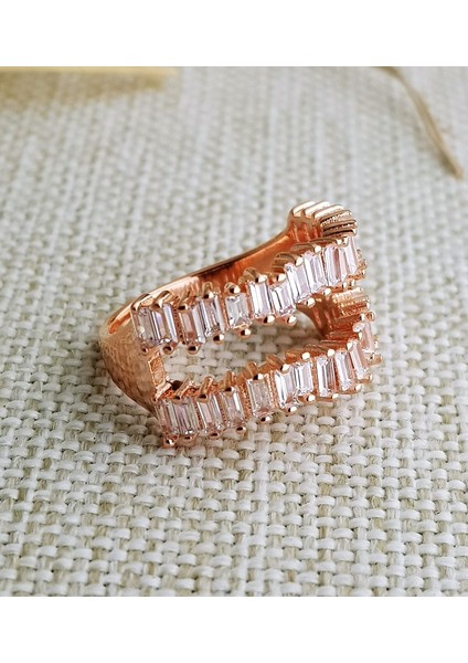 Baget Taşlı 2 Sıra Gümüş Yüzük