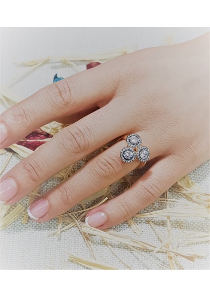 Elmas Montur Üçlü Gümüş Yüzük fiyatları