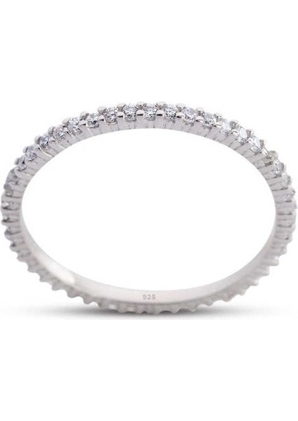 Pırlanta Kasa Tek Sıra Taşlı Tamtur Gümüş Yüzük fiyatları