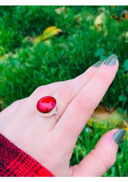 Kırmızı Akik Tasarım Gümüş Yüzük fiyatları