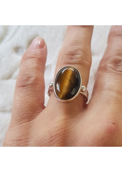 Kaplan Gözü Taşlı El Işi Gümüş Yüzük fiyatları