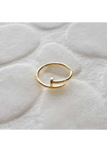 Gold Çivi Model Gümüş Yüzük