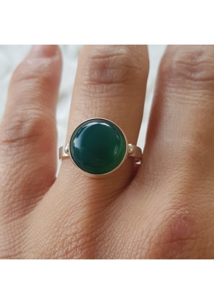Yeşil Akik Taşlı El Işi Gümüş Yüzük fiyatları