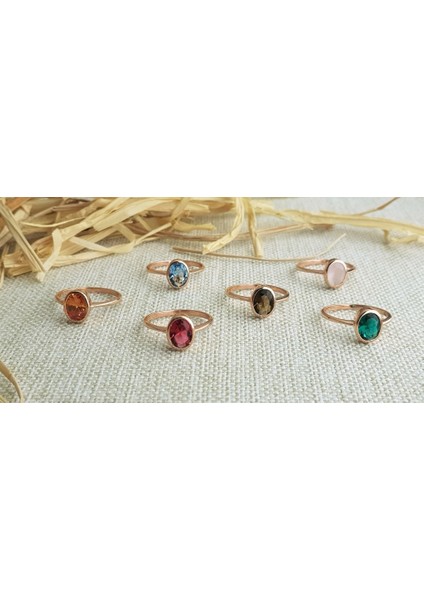 Sitrin Taşlı Oval Gümüş Yüzük fiyatları