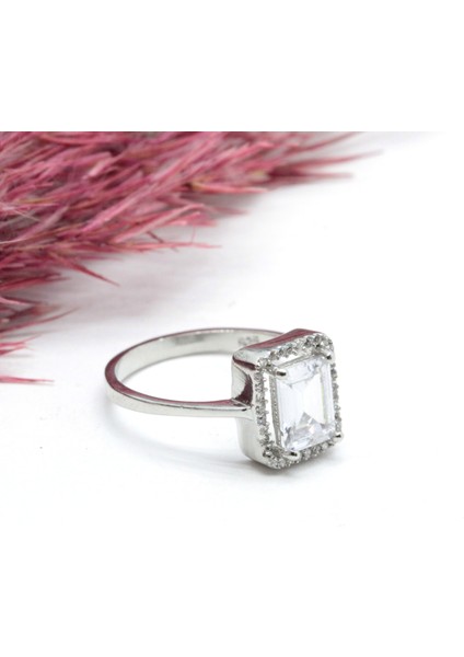 Dikdörtgen Taşlı Gümüş Yüzük