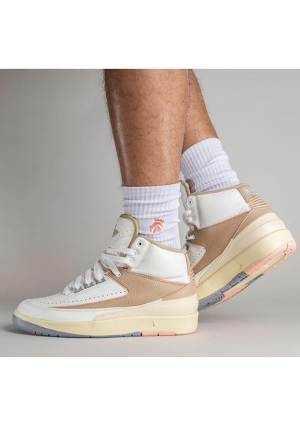 Air Jordan 2 Retro Chicago Leather Unisex Sneaker Hakiki Deri Bilekli Günlük Spor Ayakkabı Krem Sütlü Kahve