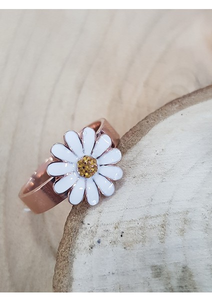 Mineli Papatya Gümüş Yüzük
