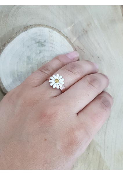 Mineli Papatya Gümüş Yüzük modelleri