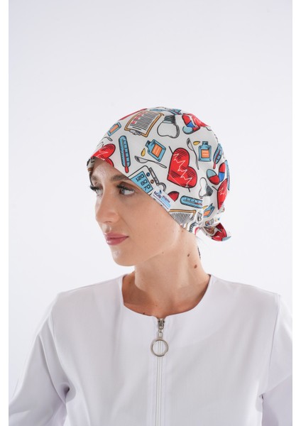 Beyaz Ilk Yardım Desenli Tesettür Doktor Hemşire Hastane Aşçı Cerrahi Bone modelleri