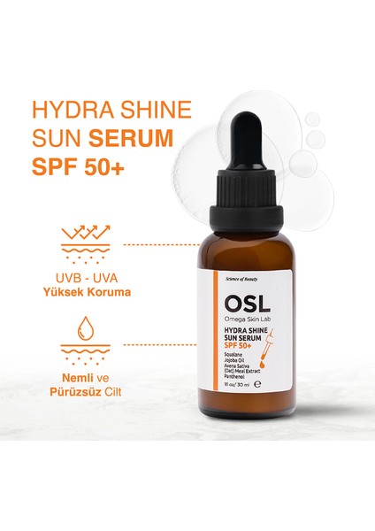 Hydra Shine Sun Serum Spf 50+ SPF50+ Nemlendirici Güneş Serumu 30 ml