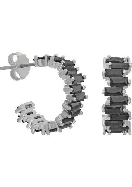 Siyah Taşlı Küpe 718893 Silver