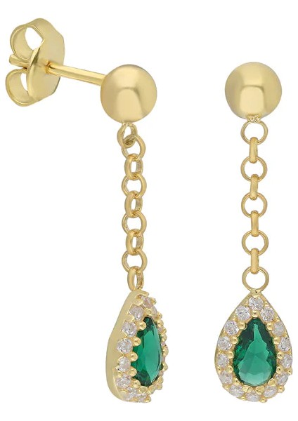 Yeşil Damla Küpe 717070 Gold