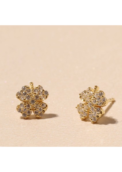 Zirkon Yonca Küpe 717061 Gold fiyatları