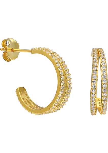 Çift Halka Küpe 717080 Gold