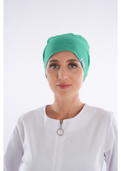 Düz Yaprak Yeşili Tesettür Doktor Hemşire Hastane Aşçı Cerrahi Bone