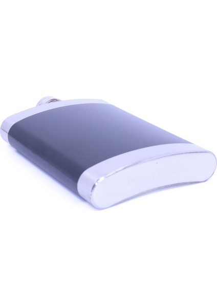 Siyah Deri Kaplama Paslanmaz Çelik Cep Matarası - Hip Flask 9 Oz