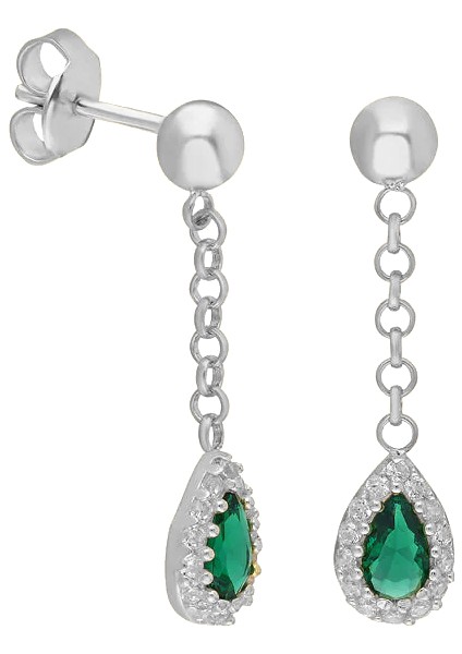 Yeşil Damla Küpe 717070 Silver