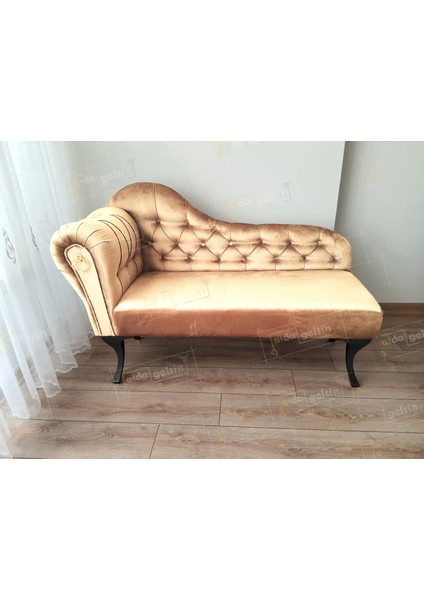 Dekoratif Bihter Koltuk Josefin Puf 130 cm Siyah Ayak