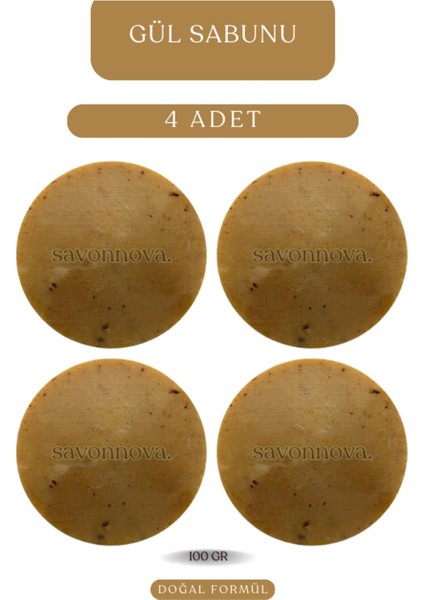 Doğal Gül Sabunu, Cildi Onarıcı, Yenileyici, Makyaj Temizliği Için Sabun 4x100 Gr
