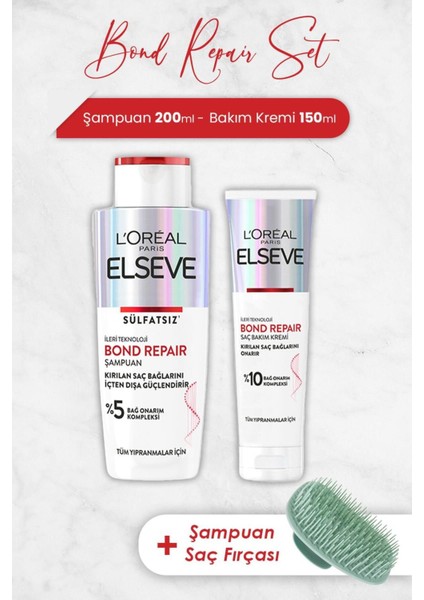 Bond Repair Şampuan 200 ml, Bakım Kremi 150 ml ve Şampuan Fırçası
