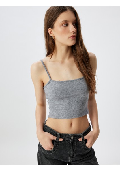 Ince Askılı Crop Atlet Slim Fit